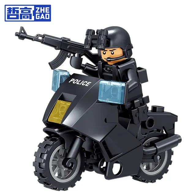 亲子时光：哲高 积木特警摩托拼装 3.23元（需买3件，需用券）