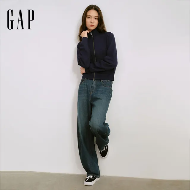 Gap 女装2026秋新品休闲双面布拉链立领开衫卫衣外套2SS623057 海军蓝 M (165 209元（需用券）