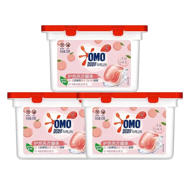 清洁收纳：奥妙 洗衣凝珠 白桃香 50颗*3盒 37.9元（需用券）