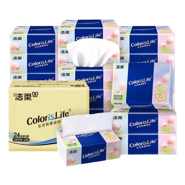洁柔 缤纷生活系列抽纸 3层100抽*24包/箱 22.94元（需买3件，需用券）