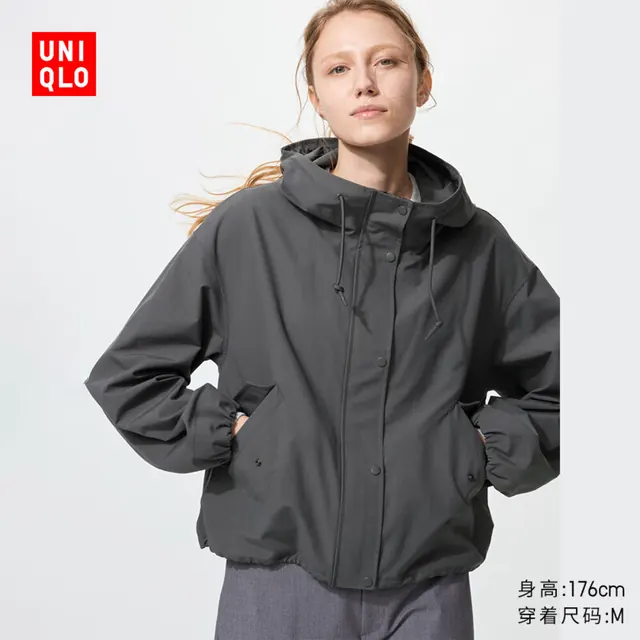 优衣库 休闲连帽短外套女装481600 07 青灰色 XS 191元（需用券）