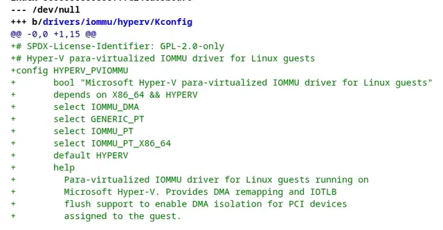 微软为 Linux 7.4 贡献 Hyper-V 半虚拟化 IOMMU 驱动，已进入-next 分支