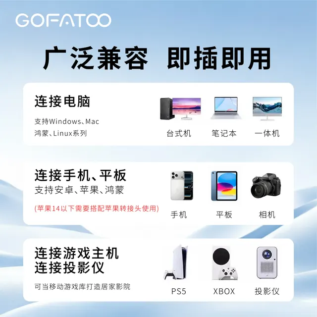 歌梵图 正品移动固态硬盘高速大容量便携ssd外接手机电脑两用直连 263元（需用券）