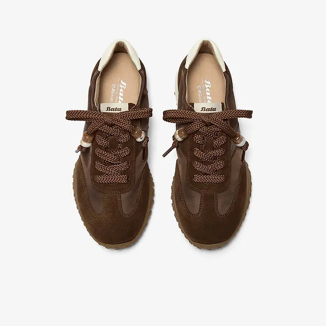 Bata 专利抗菌软弹阿甘鞋女26春牛皮厚底德训鞋 233.1元