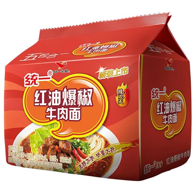 统一 红油爆椒牛肉方便面105g*5袋 5元