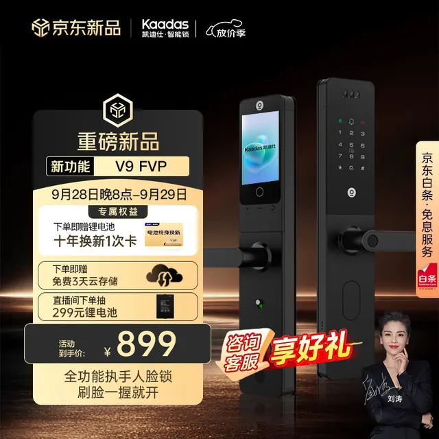 凯迪仕 V9 FVP 3D人脸识别可视猫眼 电子智能锁 899.3元（需用券）
