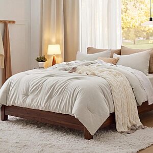 3-pc Bedsure Prewashed King Comforter (Beige, 104"x90") $19.70
