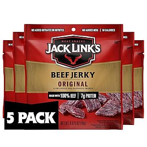 5-Pk 0.625-Oz Jack Link's Beef Jerky (Original) $2.90 w/ S&S