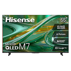55" Hisense M7 MiniLED 4K UHD 60Hz Smart Roku TV (2026) $340 + Free S/H