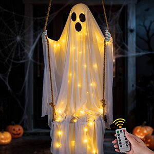 4.8' Hanging Swing Ghost Halloween Outdoor Decoration $28 + Free S&H