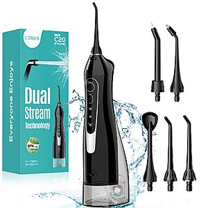 COSLUS 300ml Cordless Rechargeable Water Dental Flosser (Black) $8 + Free S&H