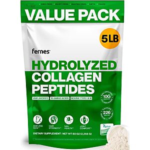 Select Amazon Accts: 5-Lbs. Fernes Hydrolyzed Collagen Peptides Protein Powder $27.60 w/ S&S + Free S&H