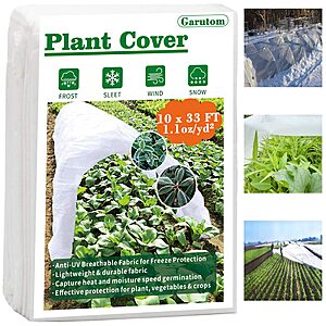Garutom Freeze Protection Frost Cloth for Plant: 10'x 50' $14, 10'x 33' $10.50